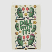 Pickleball Dill with It Cartoon Pickle Golfhanddoek (Voorkant)