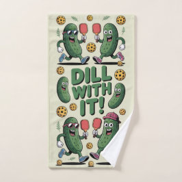 Pickleball Dill with It Cartoon Pickle Handdoek