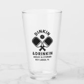 Pickleball Dink & Drinkin Pint Glass Glas (Voorkant)