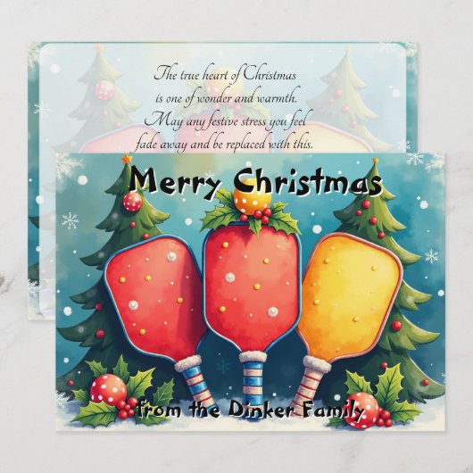 Pickleball🎅 Dink the Halls Feestdagenkaart (Voorkant / Achterkant)