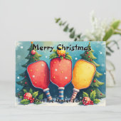 Pickleball🎅 Dink the Halls Feestdagenkaart (Staand voorkant)