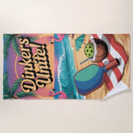 Pickleball Dinkers Unite Flamingo Paddle Strandlaken