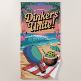 Pickleball Dinkers Unite Flamingo Paddle Strandlaken