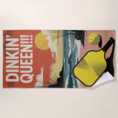 Pickleball Dinkin' Queen!! Cadeau voor haar Strandlaken (Voorkant)