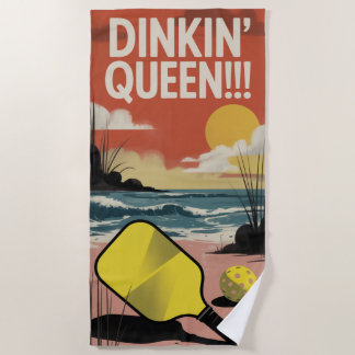 Pickleball Dinkin' Queen!! Cadeau voor haar Strandlaken