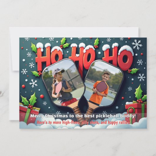 Pickleball Dinkin’ Through the Snow Feestdagenkaart (Voorkant)