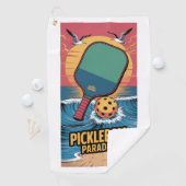 Pickleball Dinks & Drinken Beach Vibe Graphic Golfhanddoek (Insitu)