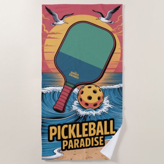 Pickleball Dinks & Drinken Beach Vibe Graphic Strandlaken (Voorkant)