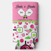 Pickleball Dinks & Drinks Bridal Shower Pink Cosmo Seltzer Blikjeskoeler (Achterkant)