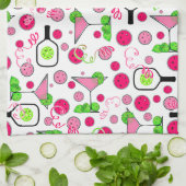 Pickleball Dinks & Drinks Bridal Shower Pink Cosmo Theedoek (Gevouwen)