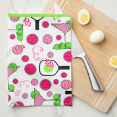 Pickleball Dinks & Drinks Bruiloft Pink Cosmo Theedoek (Quarter Fold)