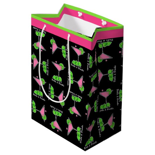 Pickleball Dinks & Drinks Cosmo Pink Cocktail Medium Cadeauzakje (Achterkant Gekanteld)