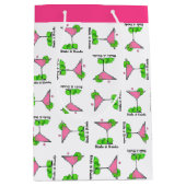 Pickleball Dinks & Drinks Pink Cosmo Cocktail Medium Cadeauzakje (Voorkant)