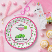 Pickleball Dinks & Drinks Pink Cosmo Cocktails Papieren Bordje (Feest)