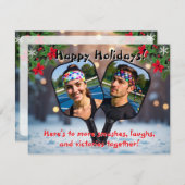 Pickleball Double Trouble & Holiday Hustle Feestdagenkaart (Voorkant / Achterkant)