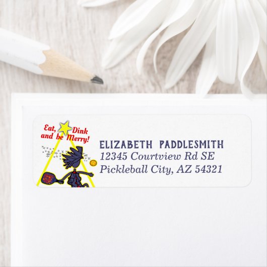 Pickleball Eat, Dink, BE Merry Address Label (Insitu)