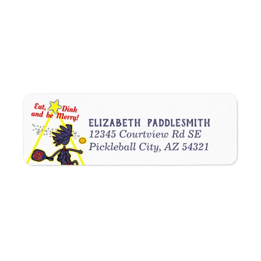 Pickleball Eat, Dink, BE Merry Address Label (Voorkant)