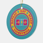 Pickleball Eat Sleep Pickleball groene tekst Keramisch Ornament (Links)