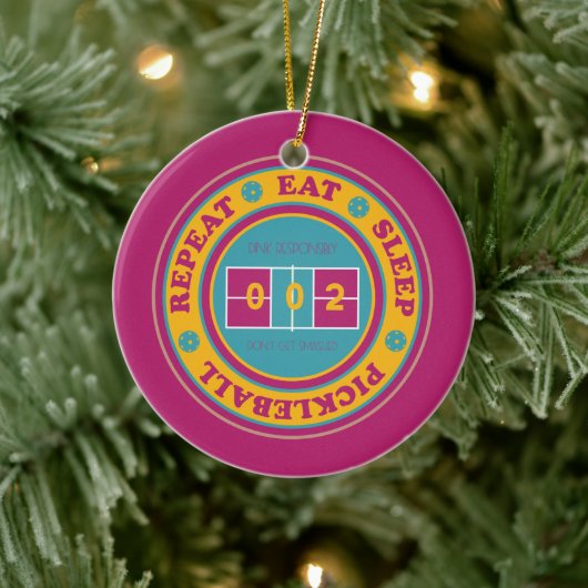 Pickleball Eat Sleep Pickleball maroon aangepast Keramisch Ornament (Boom)
