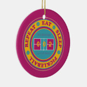 Pickleball Eat Sleep Pickleball maroon aangepast Keramisch Ornament (Rechts)
