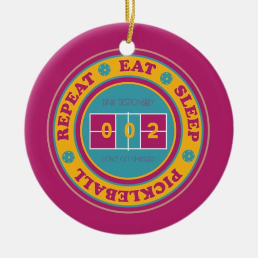 Pickleball Eat Sleep Pickleball maroon aangepast Keramisch Ornament (Voorkant)