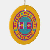 Pickleball Eat Sleep Pickleball oranje aangepaste  Keramisch Ornament (Rechts)