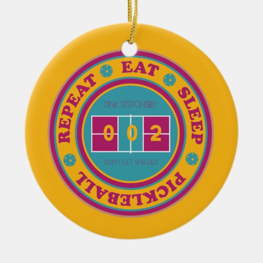 Pickleball Eat Sleep Pickleball oranje aangepaste  Keramisch Ornament (Voorkant)