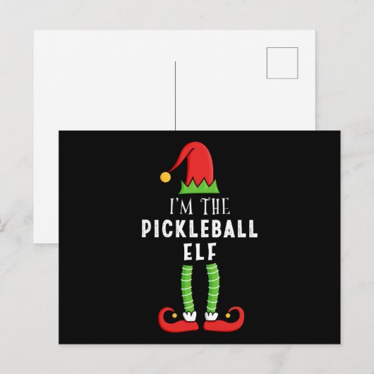 Pickleball Elf met kerstcadeau Briefkaart (Voorkant / Achterkant)