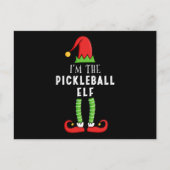 Pickleball Elf met kerstcadeau Briefkaart (Voorkant)