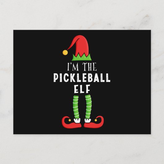 Pickleball Elf met kerstcadeau Briefkaart (Voorkant)