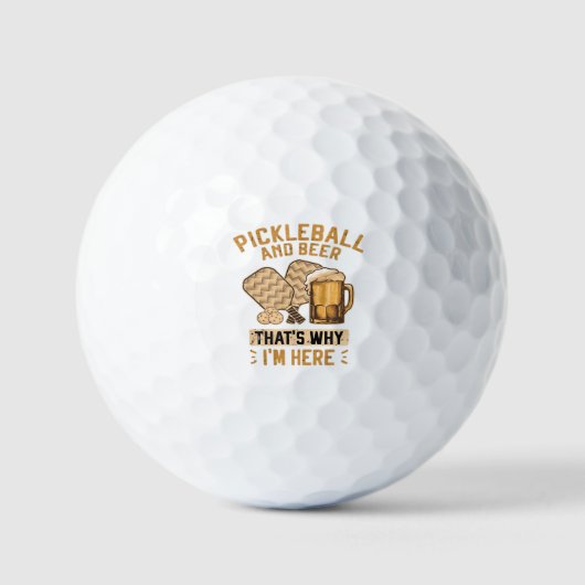 Pickleball en bier daarom ben ik hier Funny Pick Golfballen (Voorkant)