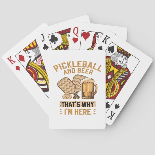 Pickleball en bier daarom ben ik hier Funny Pick Pokerkaarten (Achterkant)