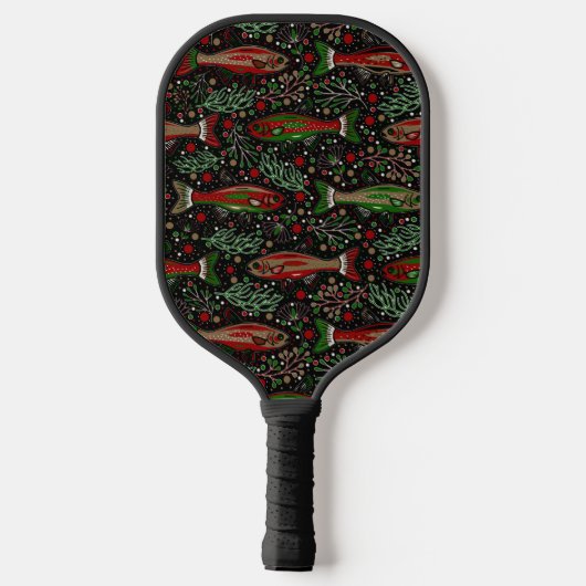 Pickleball en Geviste Brook Forel Rood Groen Grijs Pickleball Paddle (Achterkant)