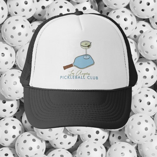 Pickleball en martini grafische clubhoed trucker pet