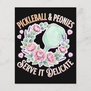 Pickleball En Pioenrozen Serveer Het Delicaat Flyer