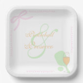 Pickleball en Prosecco Bruidsdouche Papieren Bordje (Voorkant)