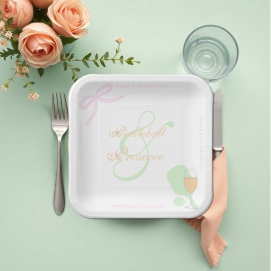 Pickleball en Prosecco Bruidsdouche Papieren Bordje