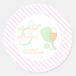 Pickleball en Prosecco Bruidsdouche Ronde Sticker
