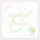 Pickleball en Prosecco Bruidsmeisjeshuisfeest Vierkante Sticker (Voorkant)