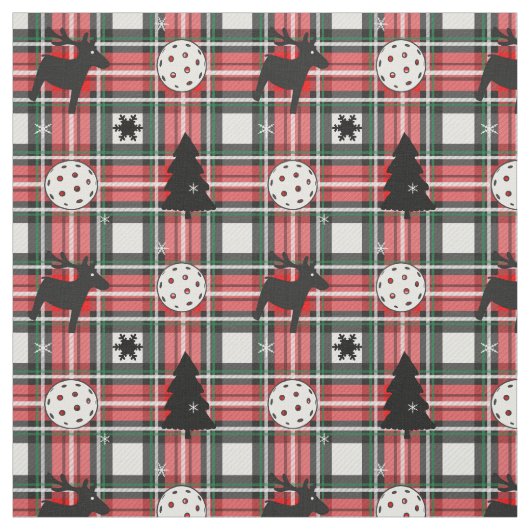 Pickleball-🎄 en rendierzoetwaren-kerstverbinding stof (Swatch)
