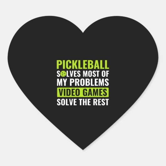 Pickleball en Videogames Pickleball Quote Grappig Hart Sticker (Voorkant)