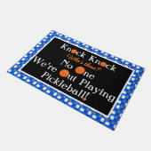 Pickleball Entryway Knock Knock Joke Blue Orange Deurmat (Schuin)