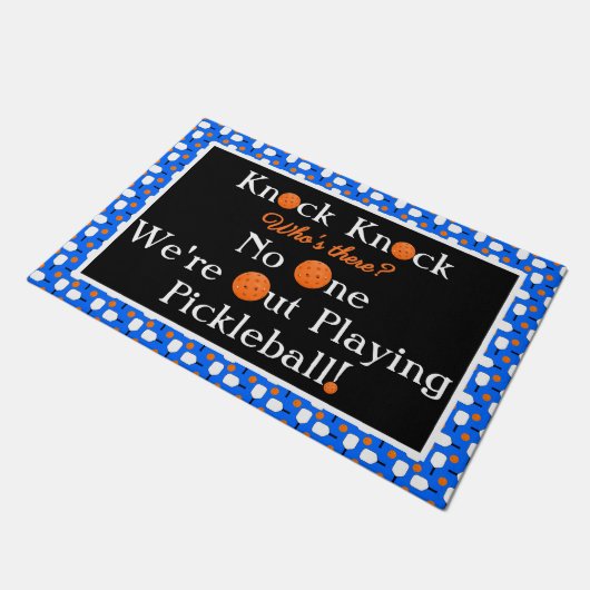 Pickleball Entryway Knock Knock Joke Blue Orange Deurmat (Schuin)