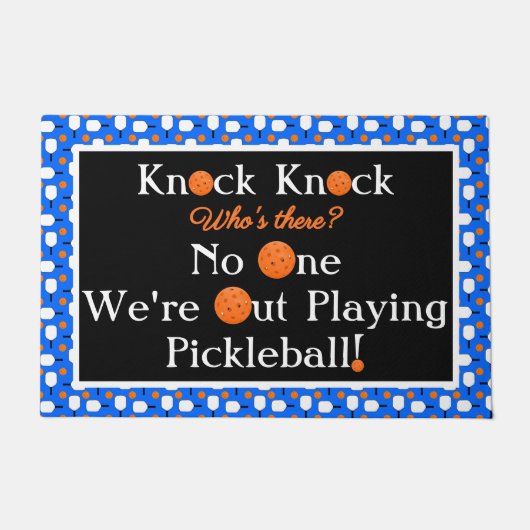 Pickleball Entryway Knock Knock Joke Blue Orange Deurmat (Voorkant)