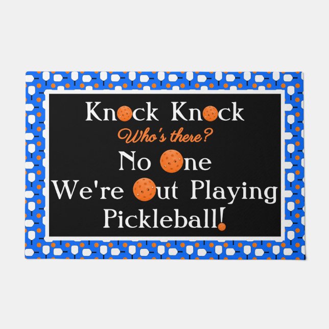 Pickleball Entryway Knock Knock Joke Blue Orange Deurmat (Voorkant)