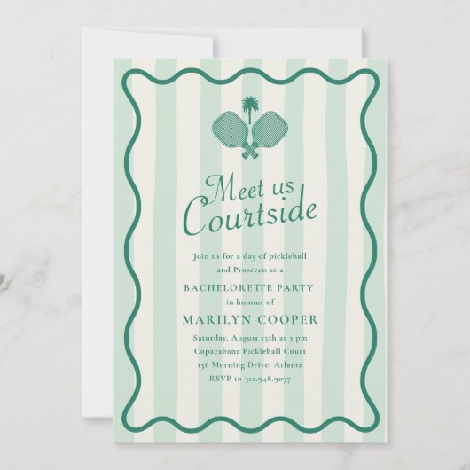 Pickleball esthetische elegante vrijgezellenfeest kaart (Voorkant)