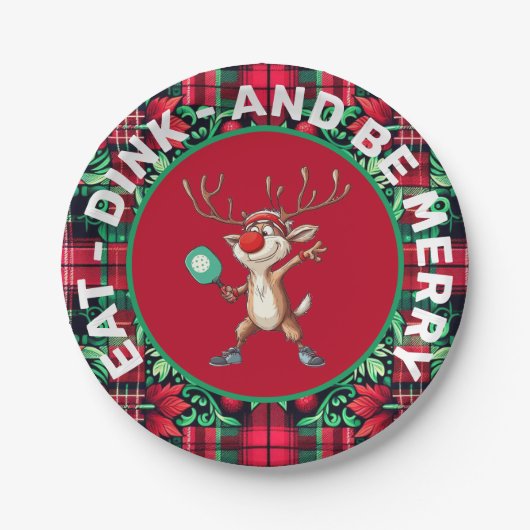 Pickleball🎄 ETEN, DRINKEN EN VROLIJK ZIJN Papieren Bordje (Voorkant)