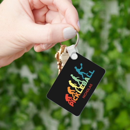 Pickleball Evolution Grappige Aangepaste Naam Sleutelhanger (Hand)