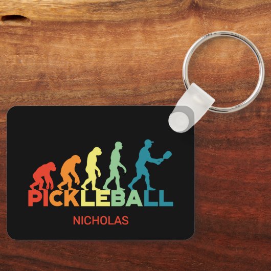 Pickleball Evolution Grappige Aangepaste Naam Sleutelhanger (Voorkant)