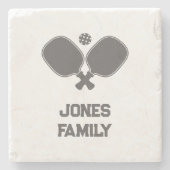 Pickleball familienaam Pickleball Paddle Logo Stenen Onderzetter (Voorkant)
